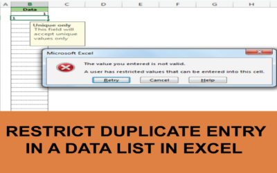 Restrict Duplicate Entry in a Data List in Excel